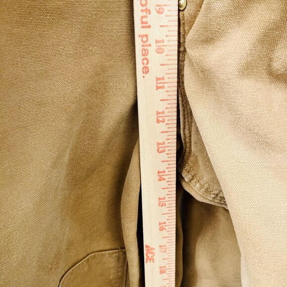 Vtg Carhartt R02 BRN 44 X 30 Bib Overalls USA Double Knee Duck Canvas Quilted - Picture 13 of 14